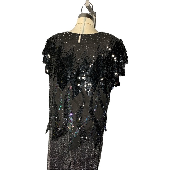 ADINA FASHIONS Gorgeous Elegant Black Embedded Sequins and Beads Top Size M - Picture 5 of 15